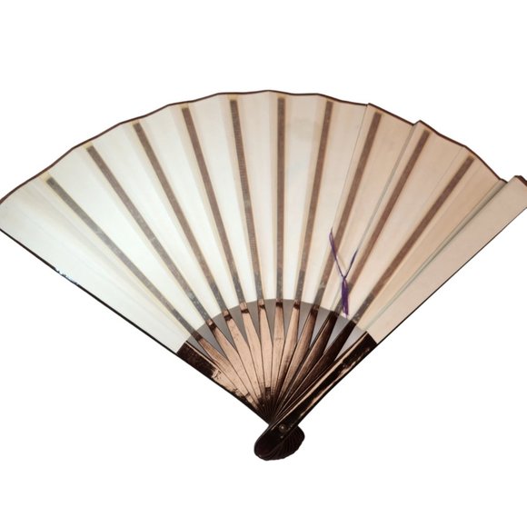 Japanese Folding Fan Ink Wash Pattern Silk 36" x 20" Spread - Picture 13 of 14